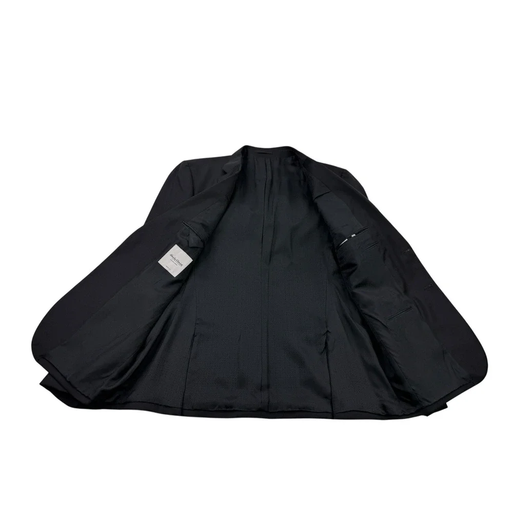 Hardy Aimes Black Wool 2 Button‎ Double Vent Blazer Jacket 46R Heddon Fit NWT
